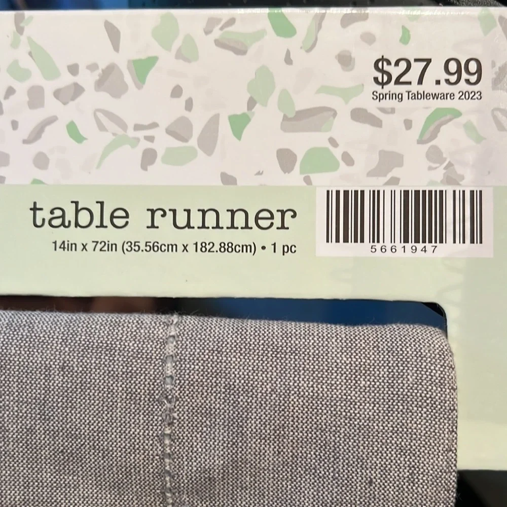 The spring shop gray stitched chambray table runner